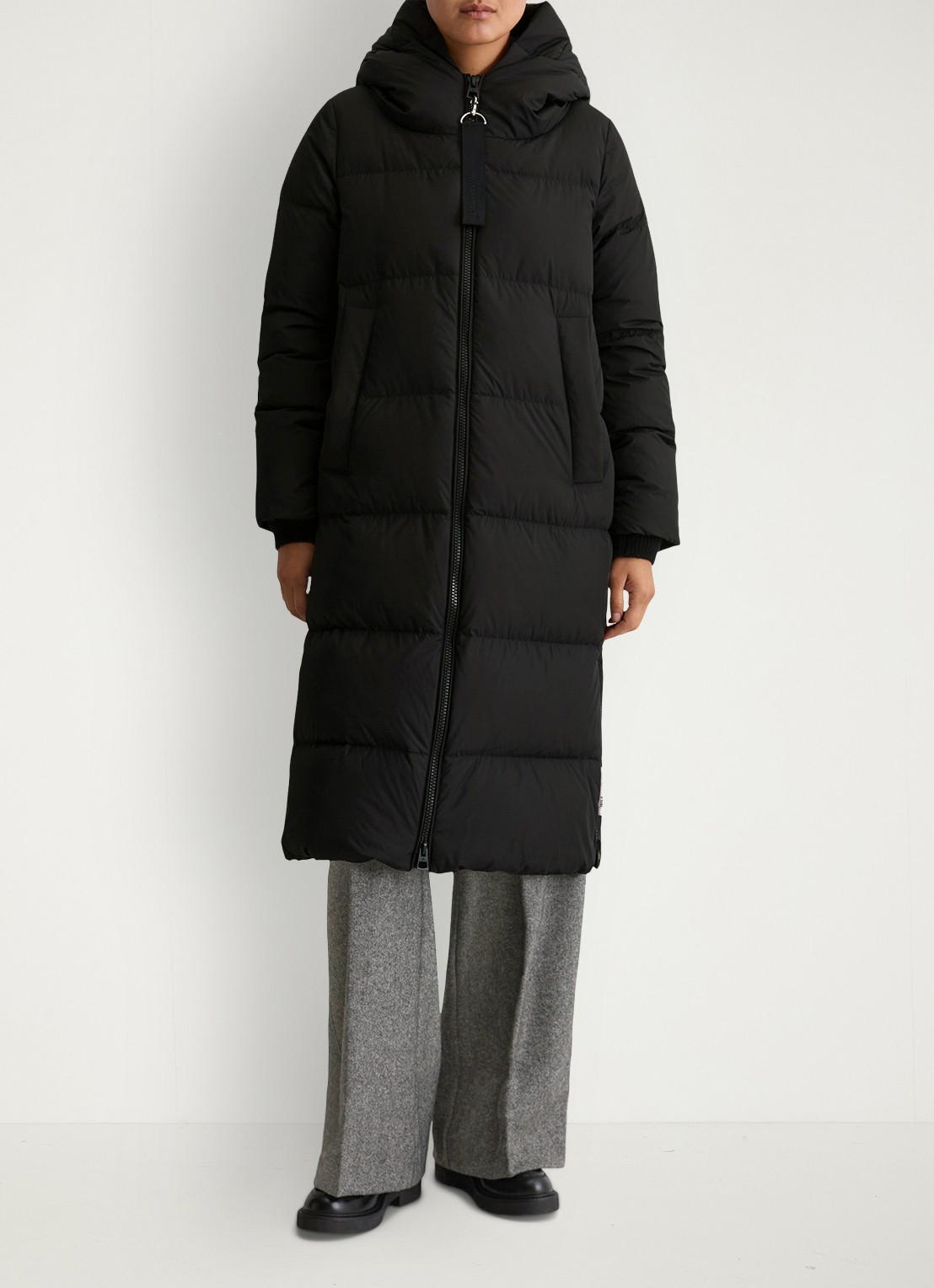 Marc O'Polo Puffer jas met capuchon - voorkant 3 zwart