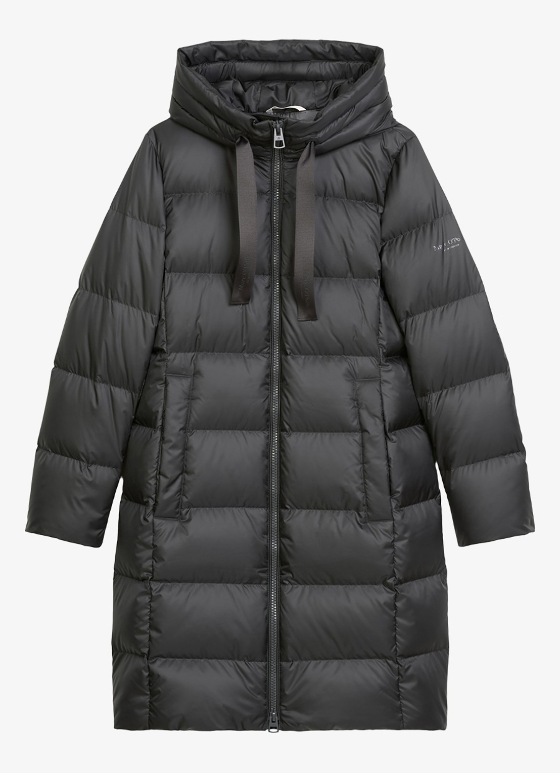 Marc O'Polo Puffer jas met capuchon - voorkant 4 donkergrijs