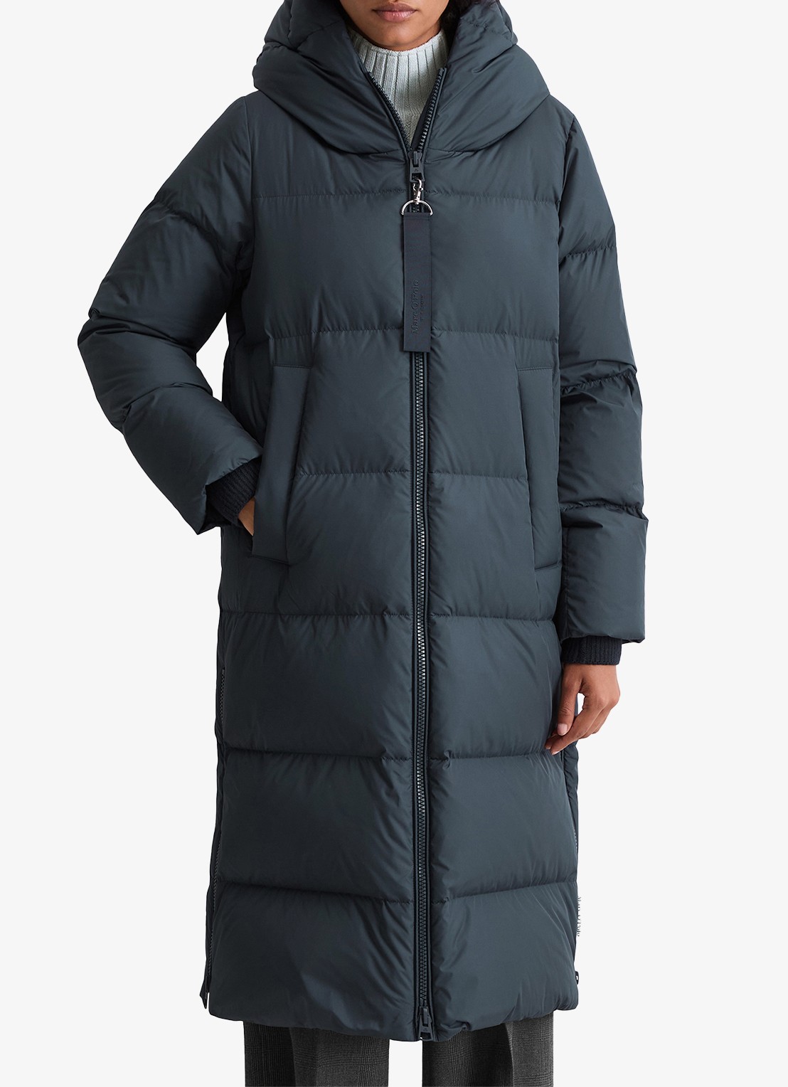 Marc O'Polo Puffer jas met capuchon - detail 4 donkerblauw