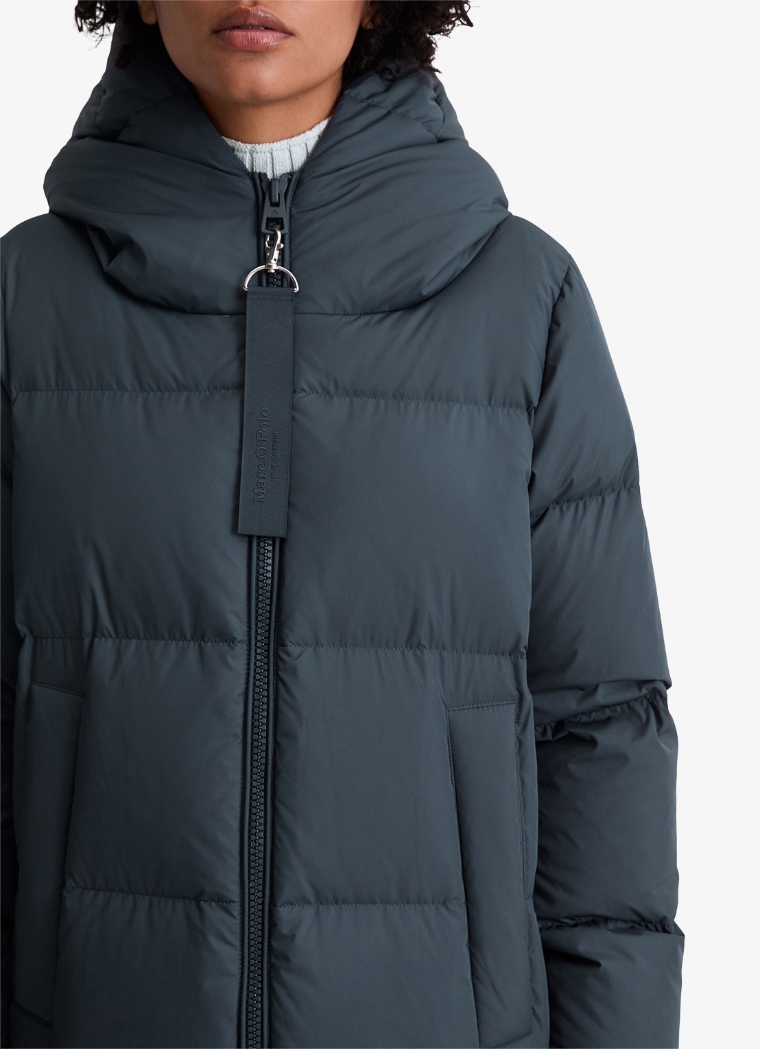 Marc O'Polo Puffer jas met capuchon - detail 5 donkerblauw
