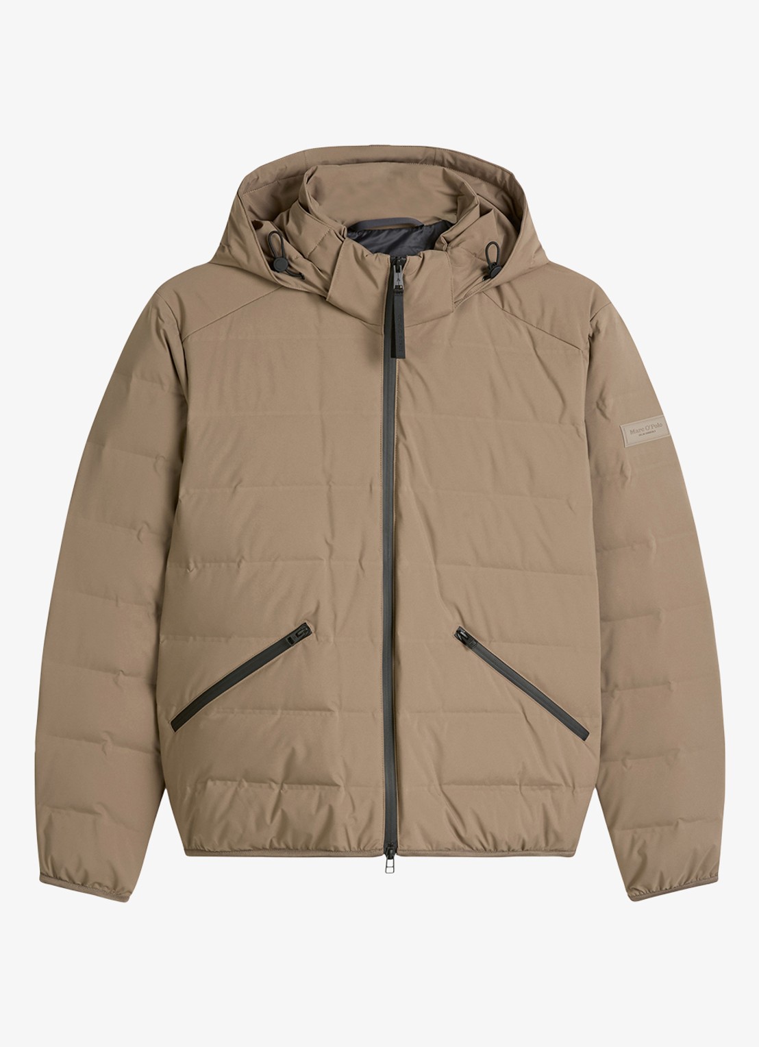 Marc O'Polo Puffer jas met capuchon - voorkant 2 khaki