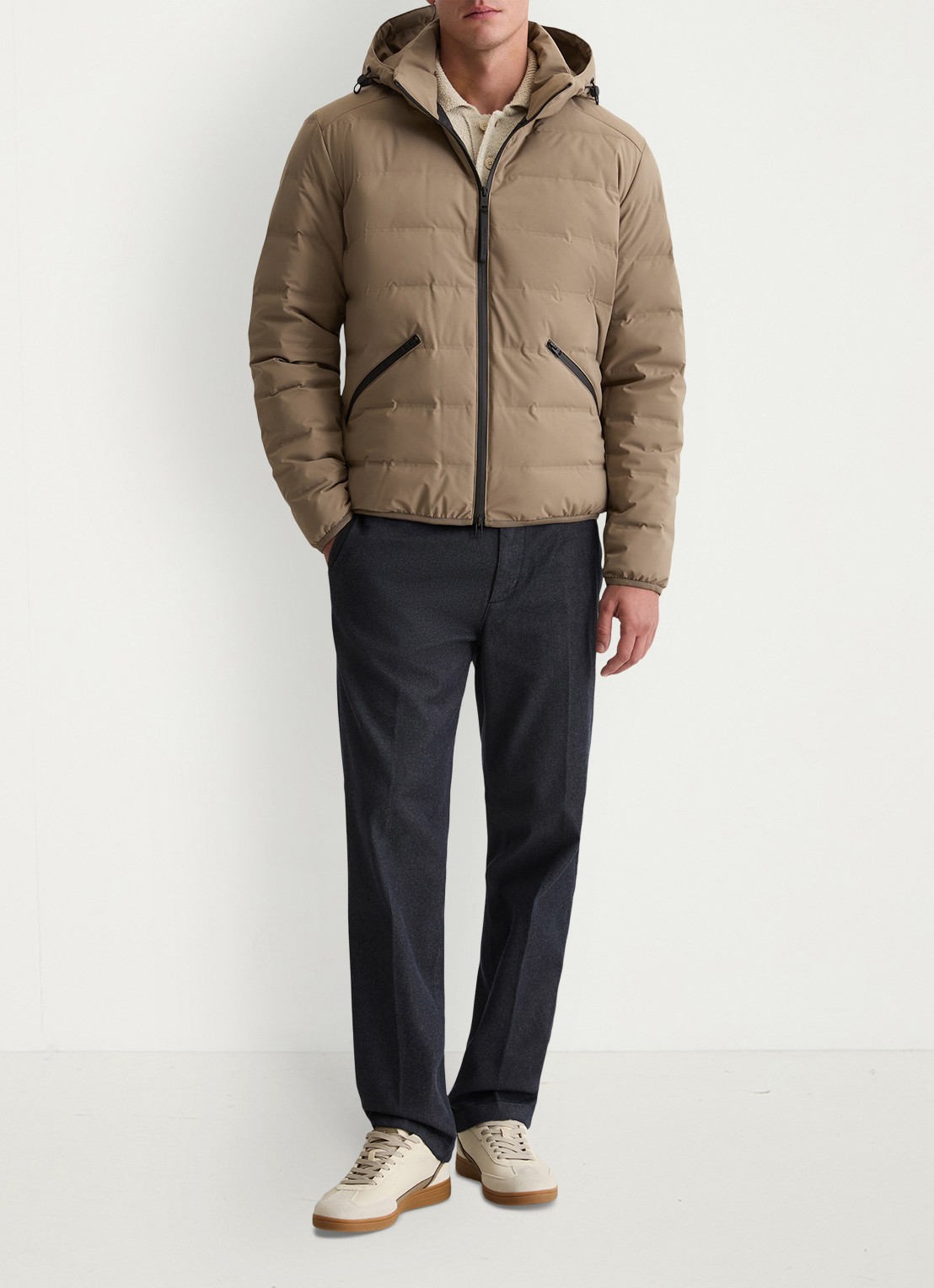 Marc O'Polo Puffer jas met capuchon - voorkant 3 khaki