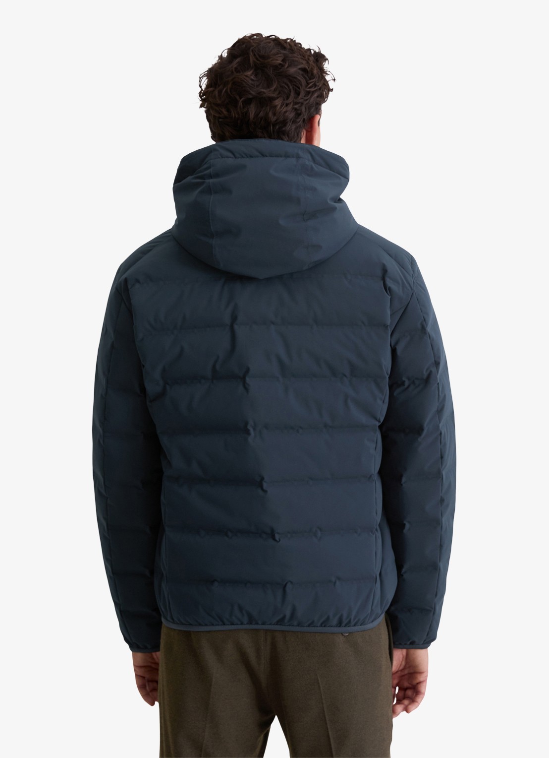 Marc O'Polo Puffer jas met capuchon - achterkant donkerblauw