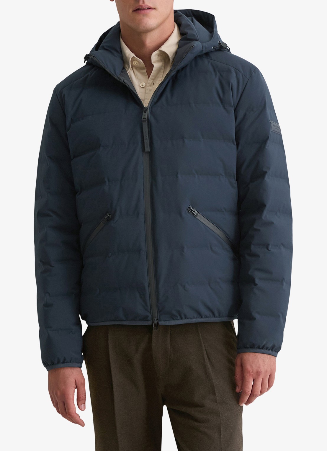 Marc O'Polo Puffer jas met capuchon - detail 2 donkerblauw