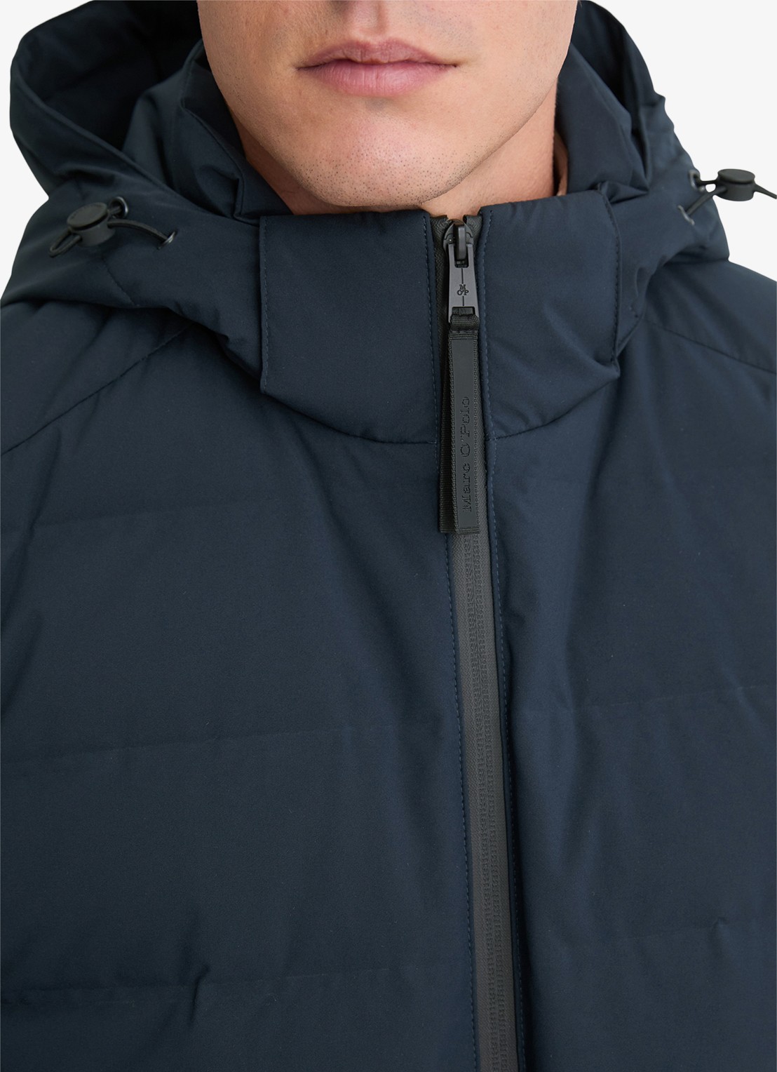 Marc O'Polo Puffer jas met capuchon - detail 3 donkerblauw