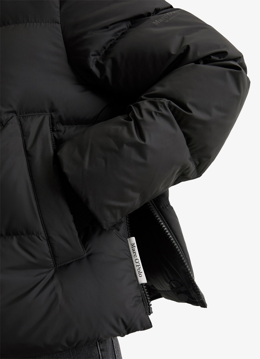 Marc O'Polo  Pufferjas met capuchon - detail 2 zwart