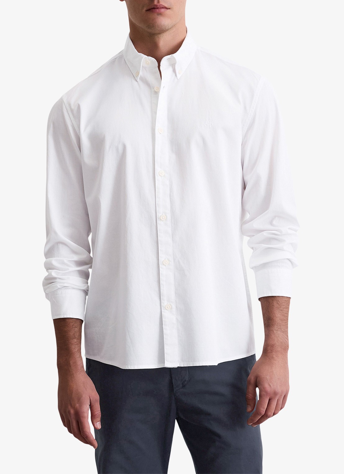 Marc O'Polo Regular fit overhemd met logoborduring - detail 2 wit