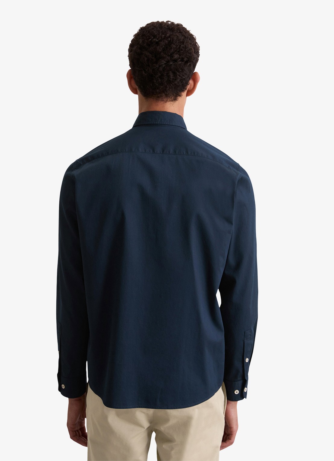 Marc O'Polo Regular fit overhemd met logoborduring - achterkant donkerblauw