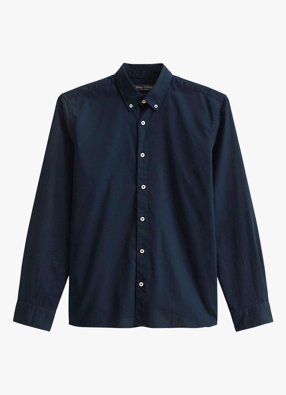 Marc O'Polo Regular fit overhemd met logoborduring - voorkant 2 donkerblauw