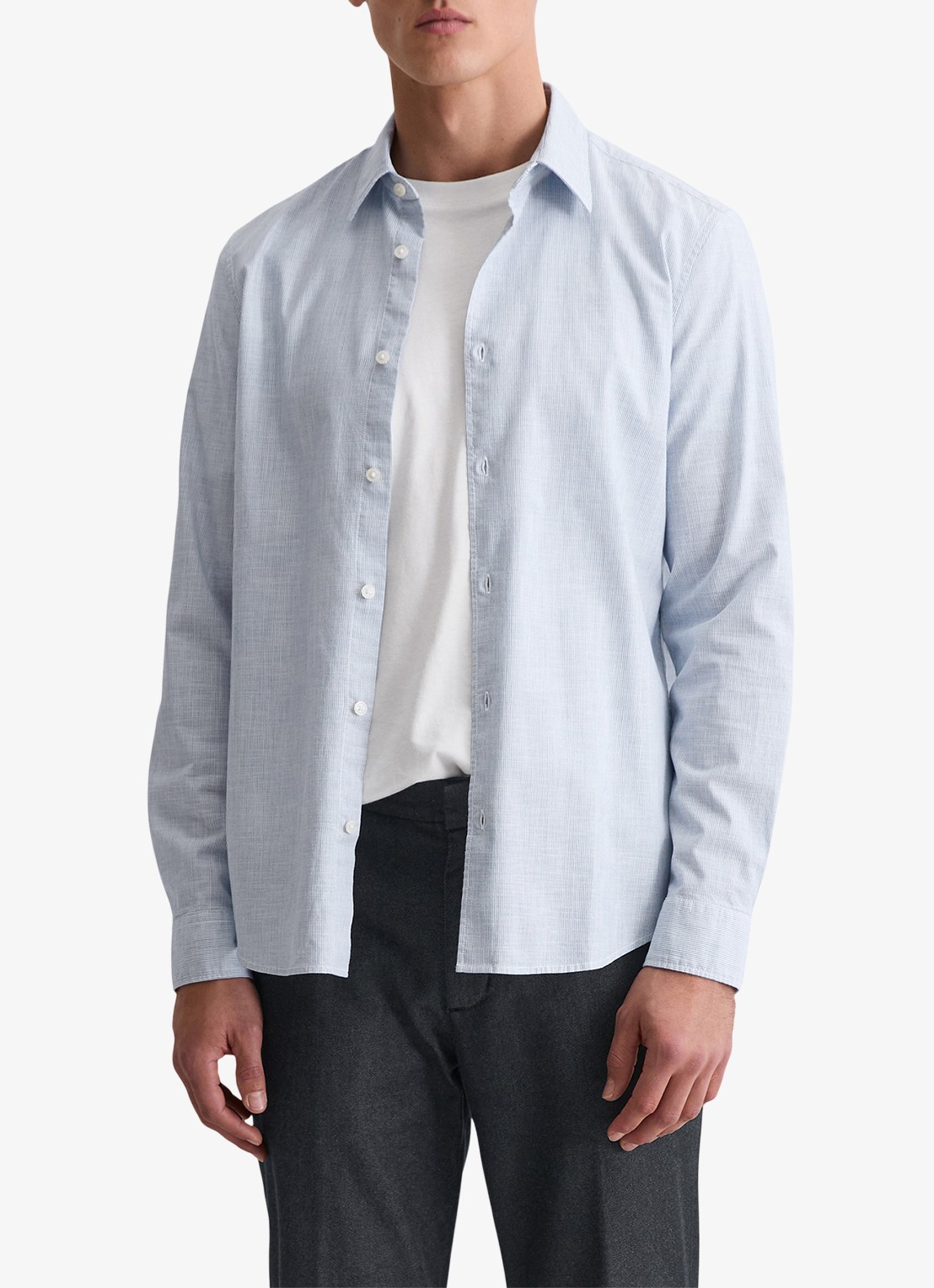 Marc O'Polo Regular fit overhemd met microdessin - detail 4 lichtblauw