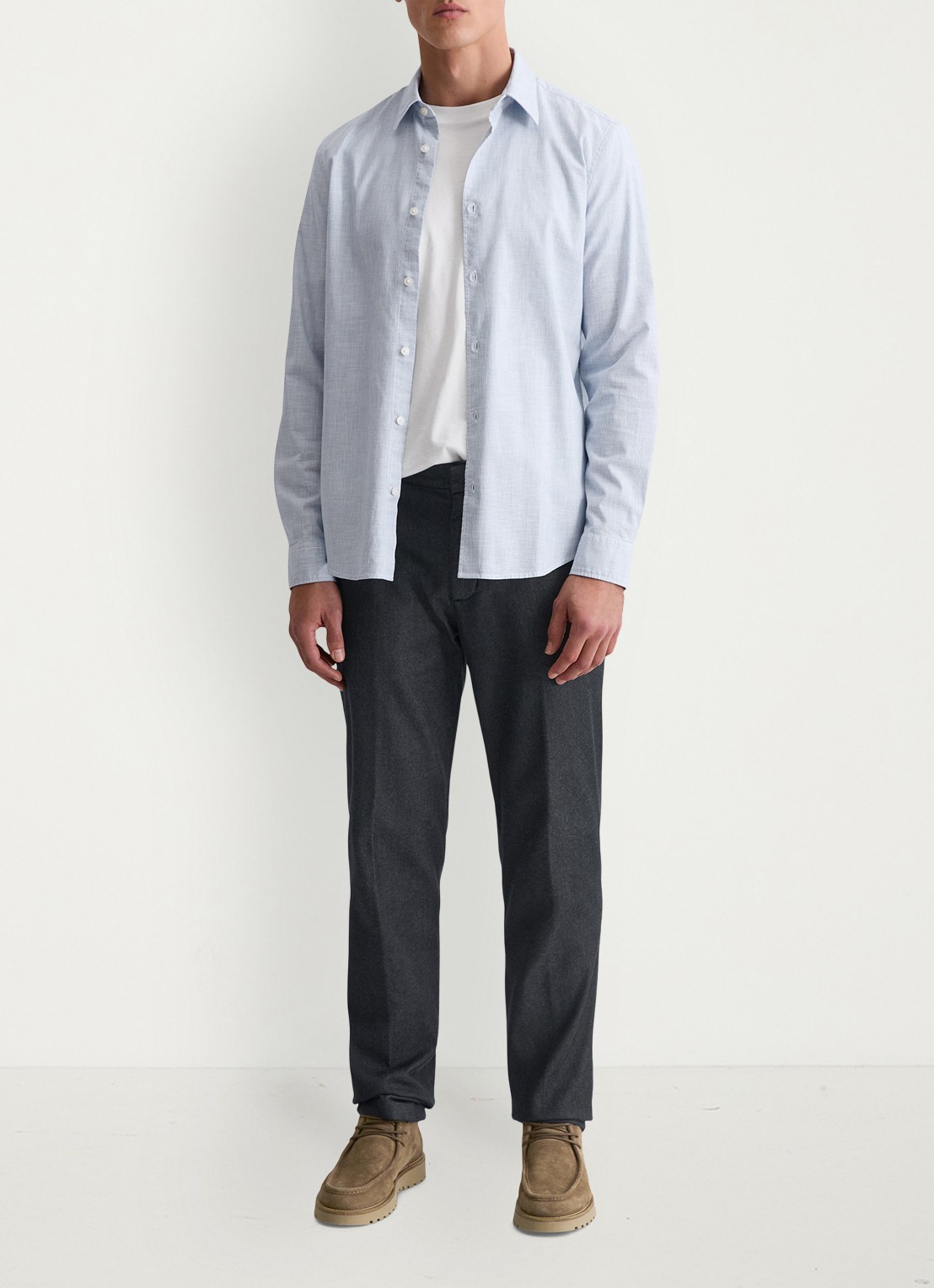 Marc O'Polo Regular fit overhemd met microdessin - voorkant 3 lichtblauw