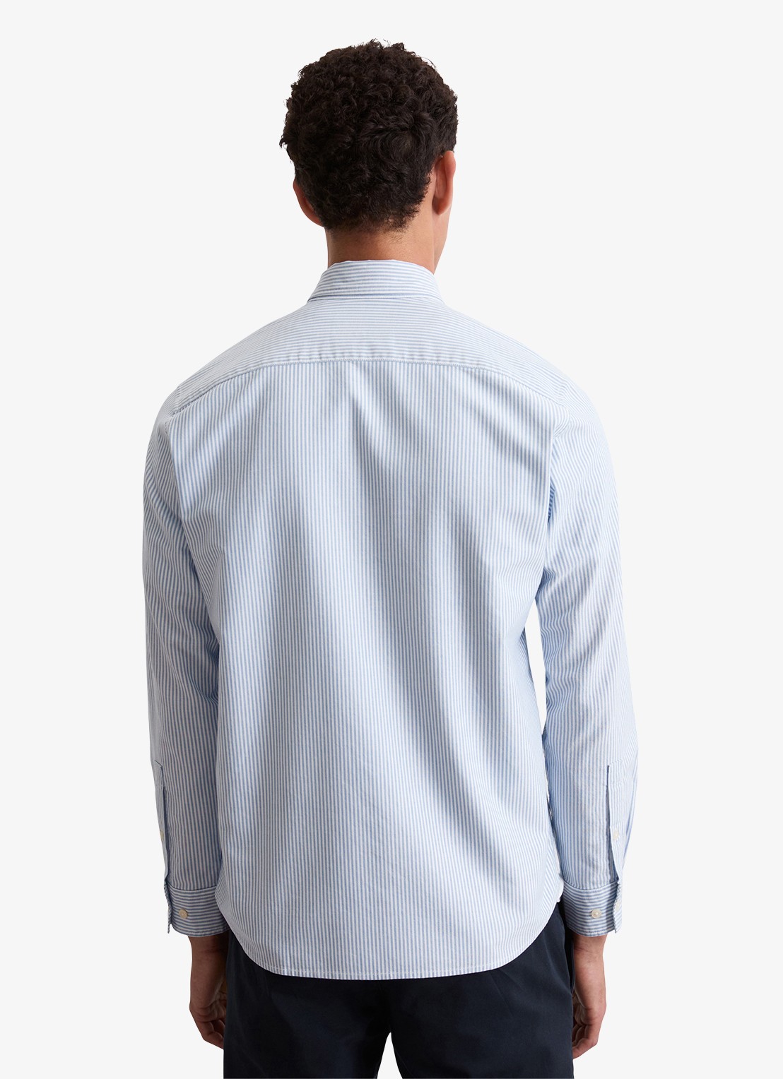 Marc O'Polo Regular fit overhemd met streepprint - achterkant 5 lichtblauw