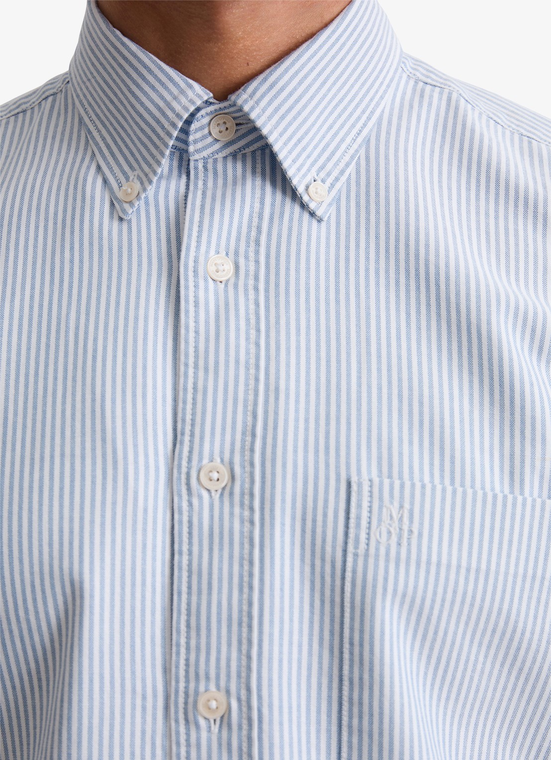 Marc O'Polo Regular fit overhemd met streepprint - detail 4 lichtblauw