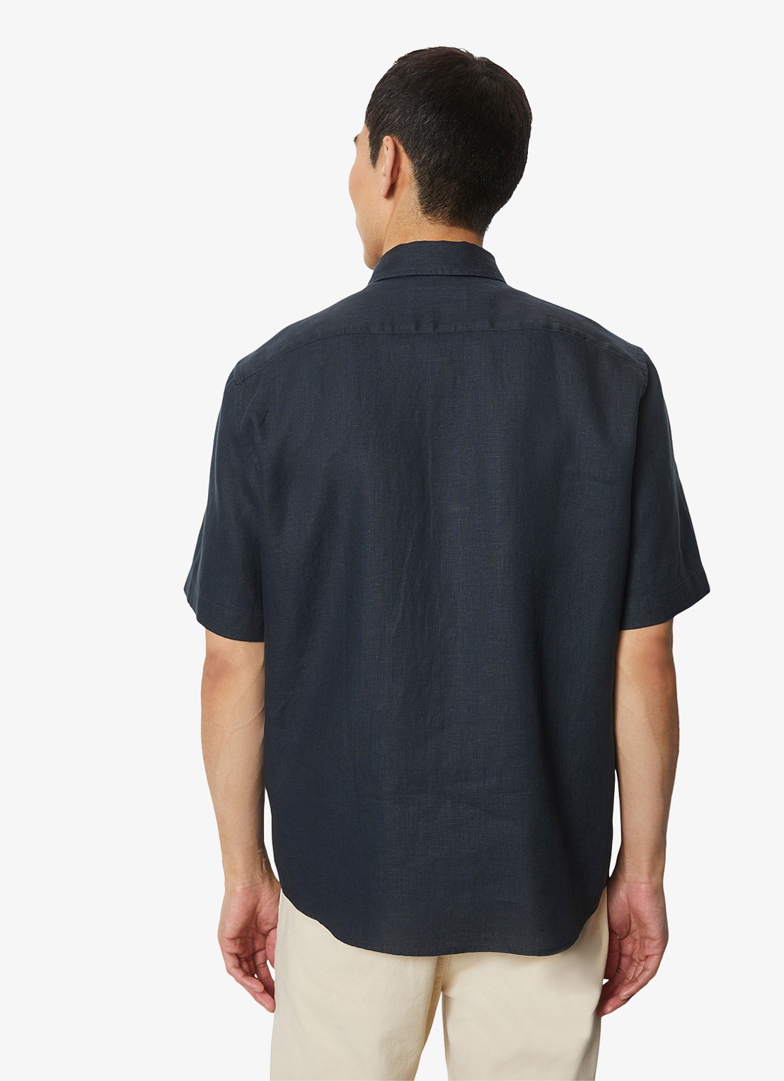 Marc O'Polo Regular fit overhemd van linnen - achterkant 4 dark navy-898 / blauw
