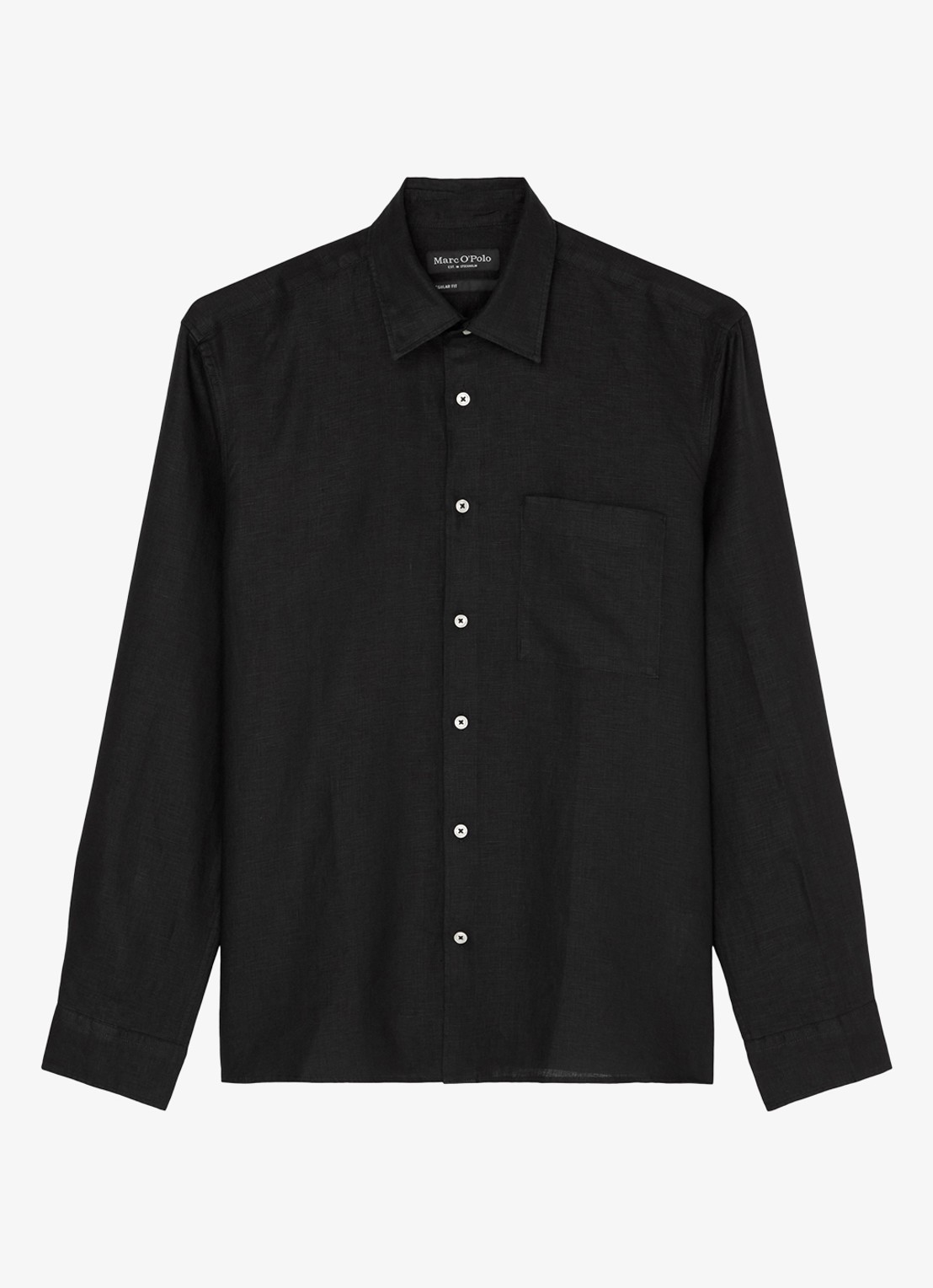 Marc O'Polo Regular fit overhemd van linnen - voorkant 3 zwart
