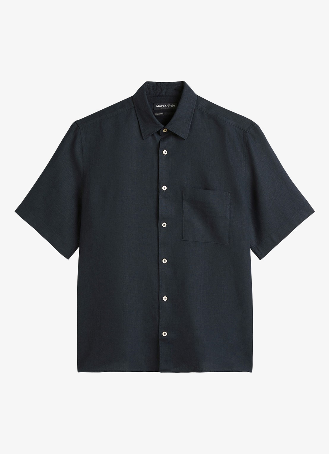 Marc O'Polo Regular fit overhemd van linnen - voorkant 3 dark navy-898 / blauw