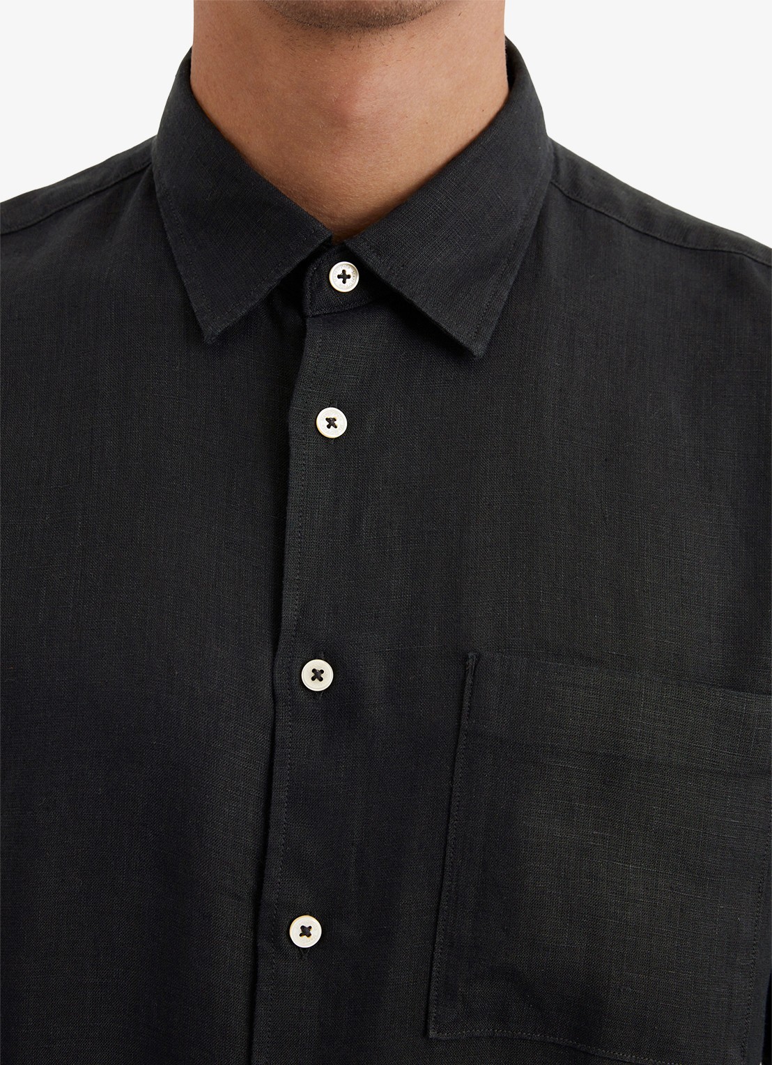 Marc O'Polo Regular fit overhemd van linnen - detail 8 zwart