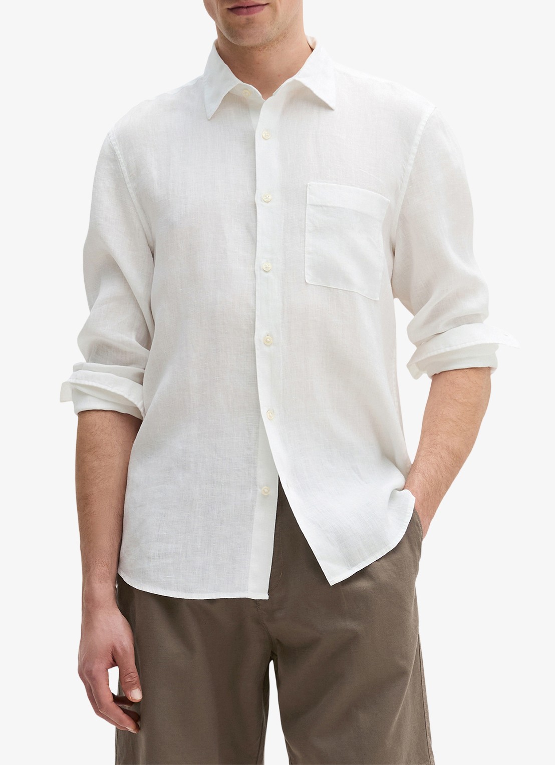 Marc O'Polo Regular fit overhemd van linnen - detail gebroken wit