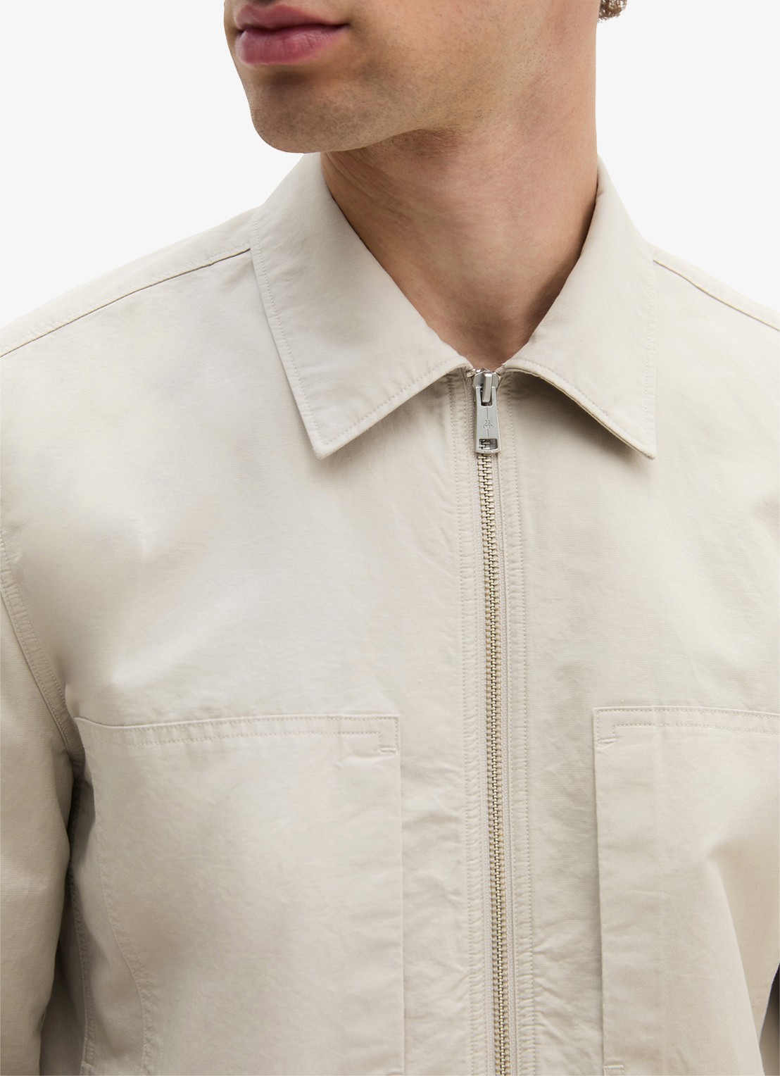 Marc O'Polo Regular fit overhemd van linnenblend met rits - detail 2 grey kit-0922 / grijs