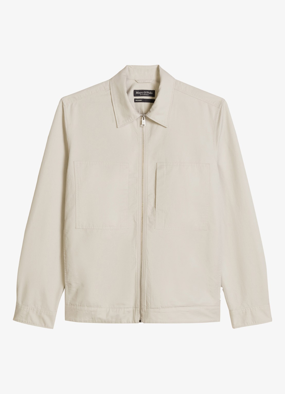 Marc O'Polo Regular fit overhemd van linnenblend met rits - voorkant 3 grey kit-0922 / grijs