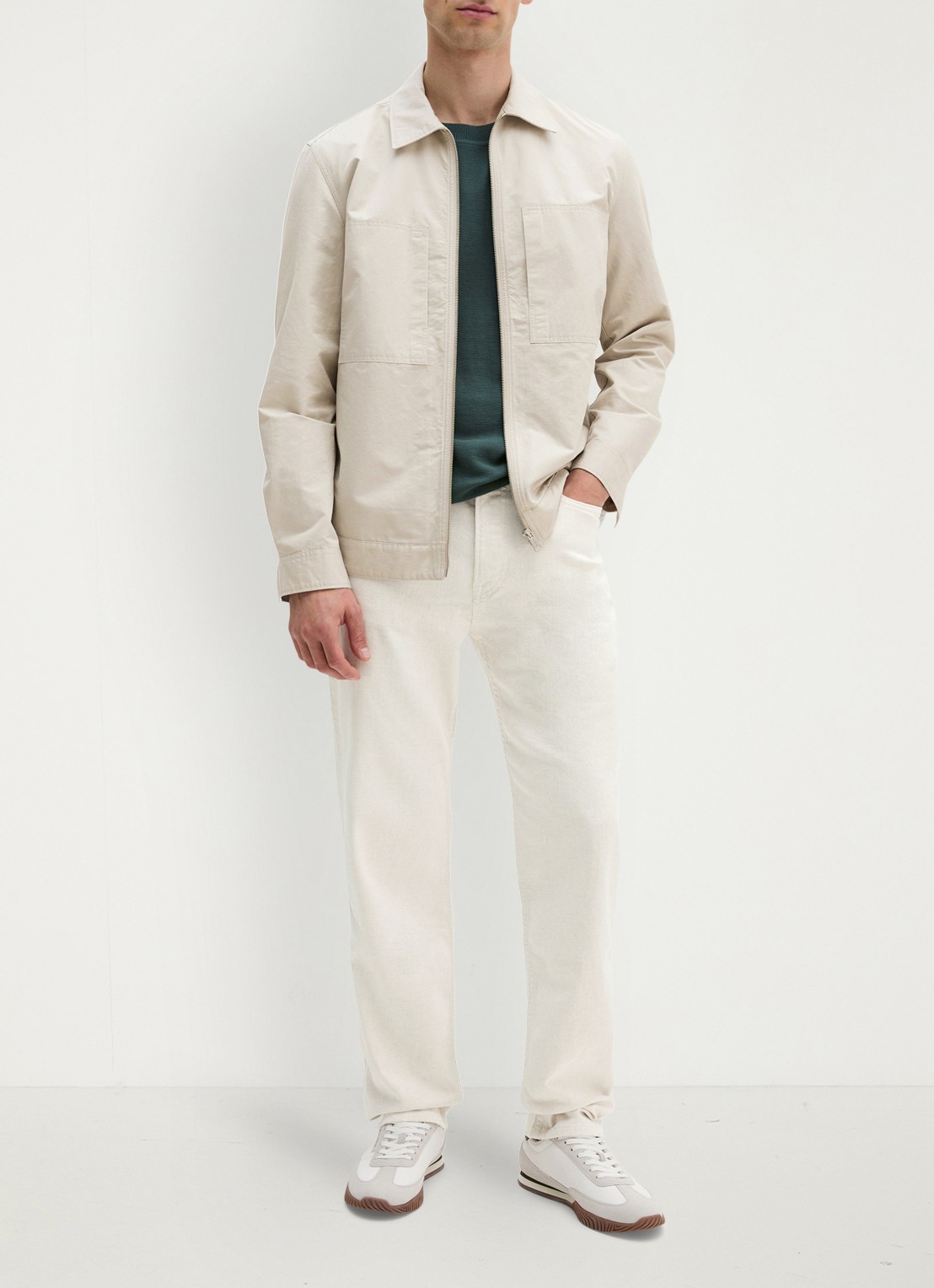Marc O'Polo Regular fit overhemd van linnenblend met rits - voorkant 4 grey kit-0922 / grijs
