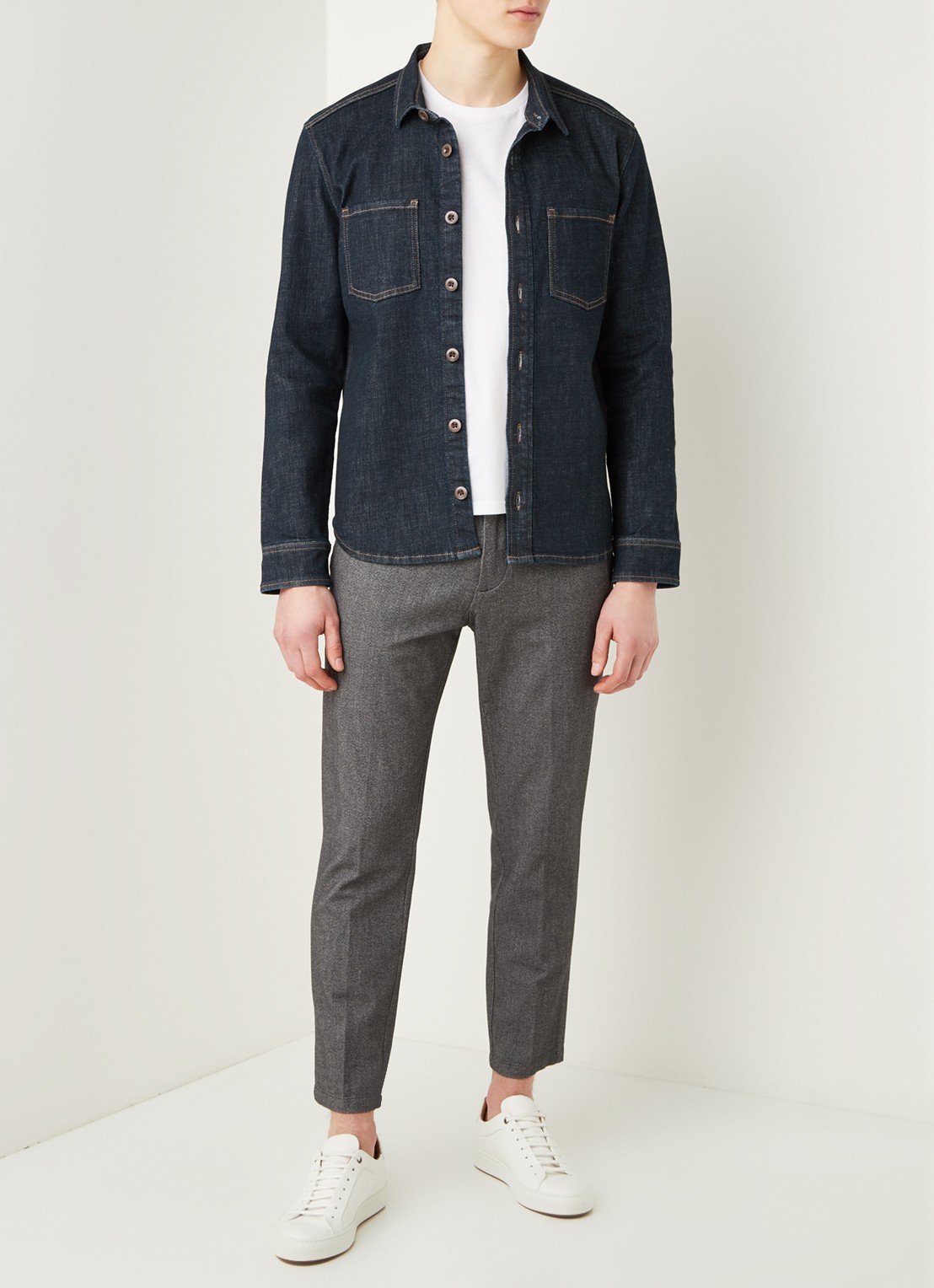 Marc O'Polo Regular fit overshirt van denim - voorkant 4 jeans