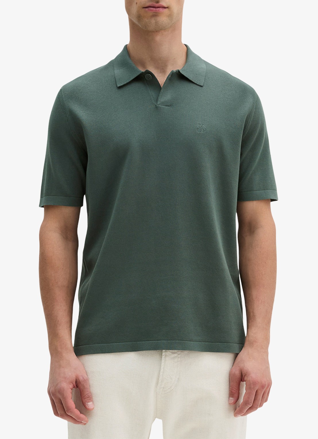 Marc O'Polo Regular fit polo met borduring - detail 4 groen