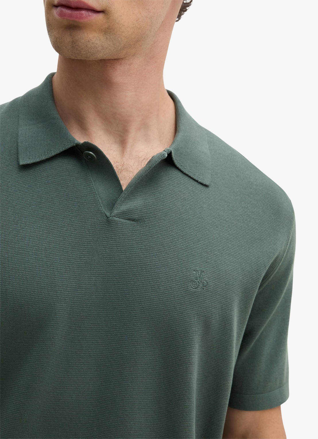 Marc O'Polo Regular fit polo met borduring - detail 5 groen