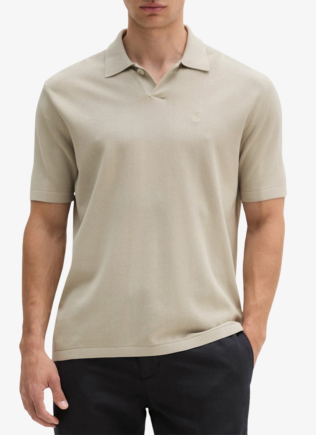 Marc O'Polo Regular fit polo met borduring - detail beige