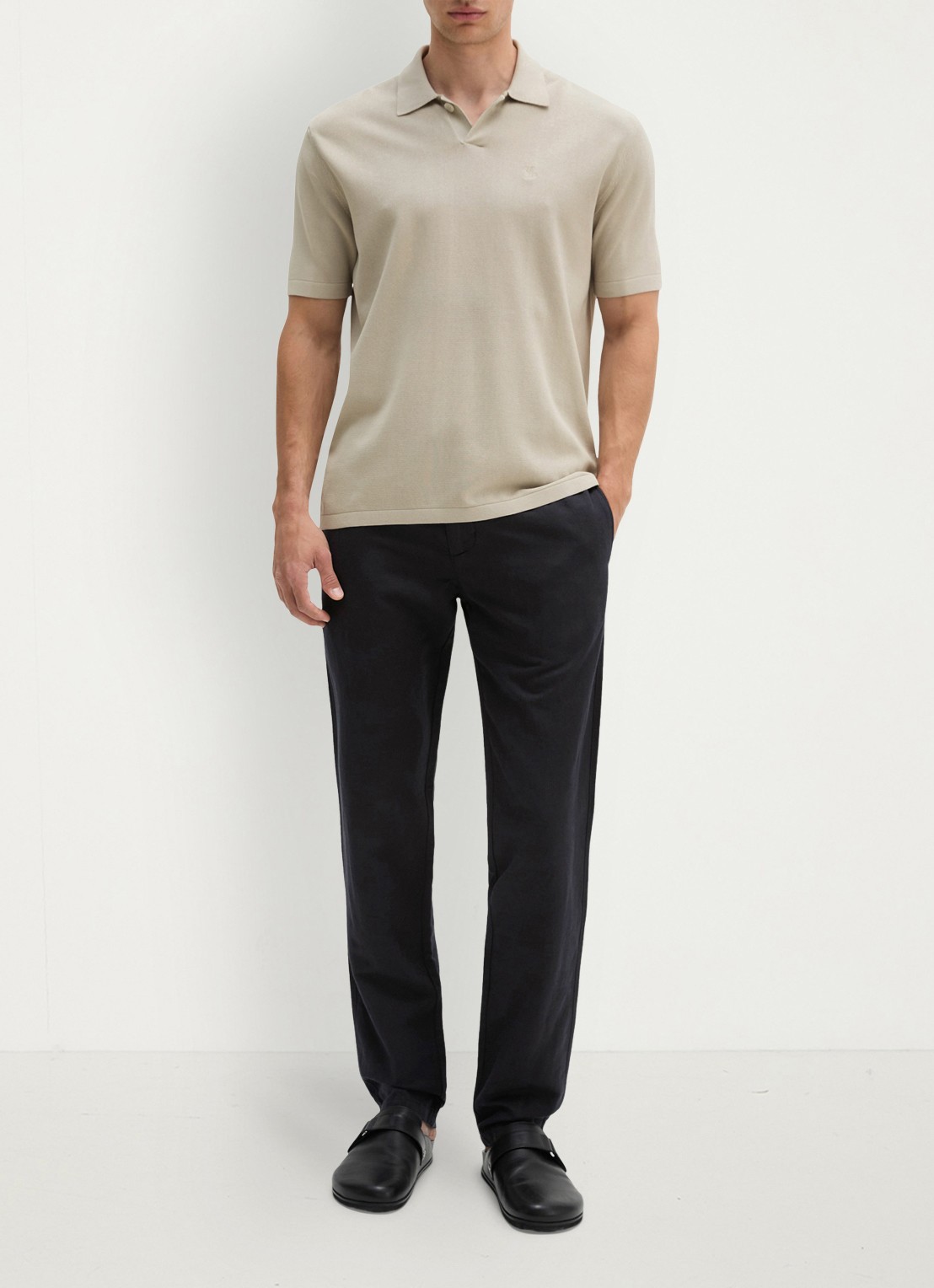 Marc O'Polo Regular fit polo met borduring - voorkant 5 beige