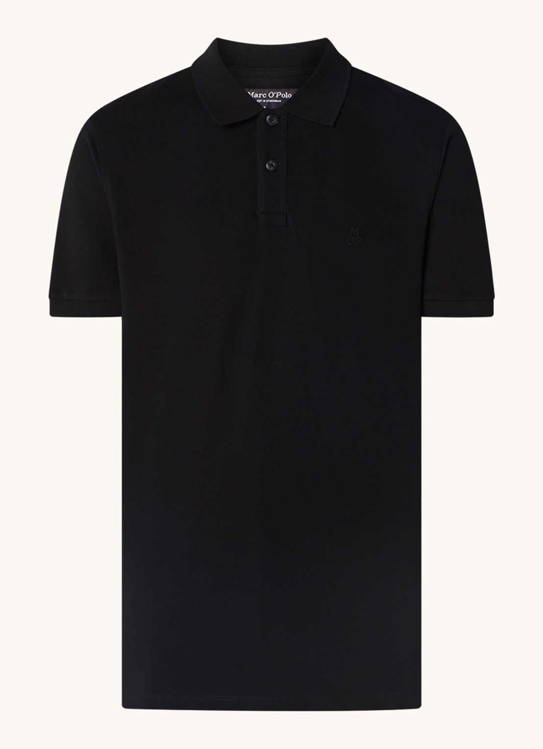 Marc O'Polo Regular fit polo met logoborduring - voorkant 3 zwart