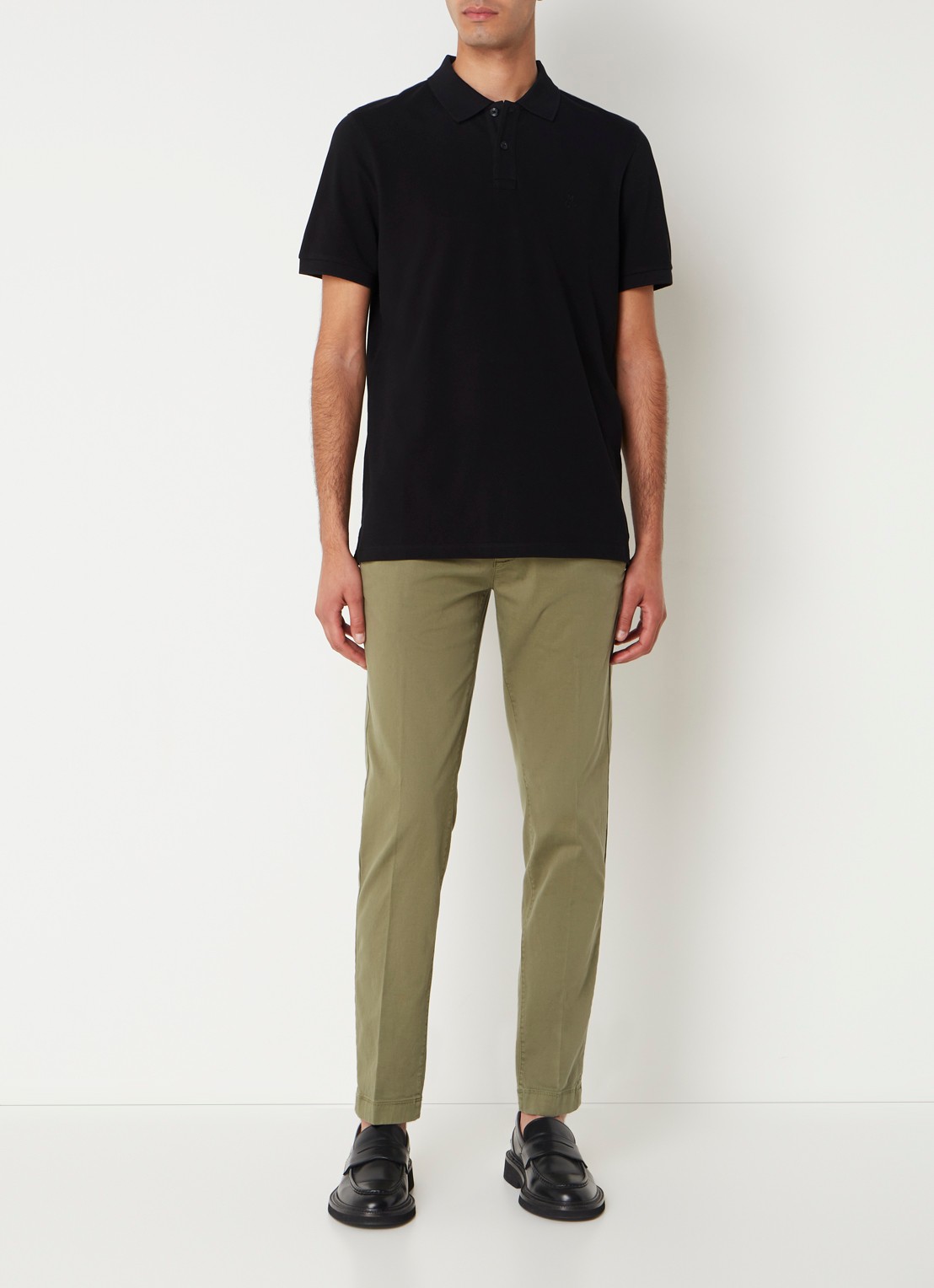 Marc O'Polo Regular fit polo met logoborduring - voorkant 4 zwart