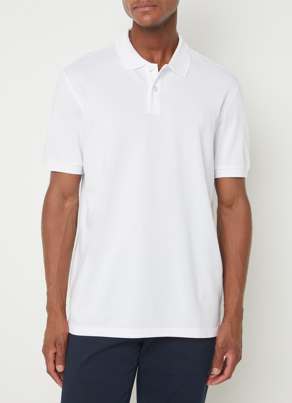 Marc O'Polo Regular fit polo met logoborduring - detail 2 wit