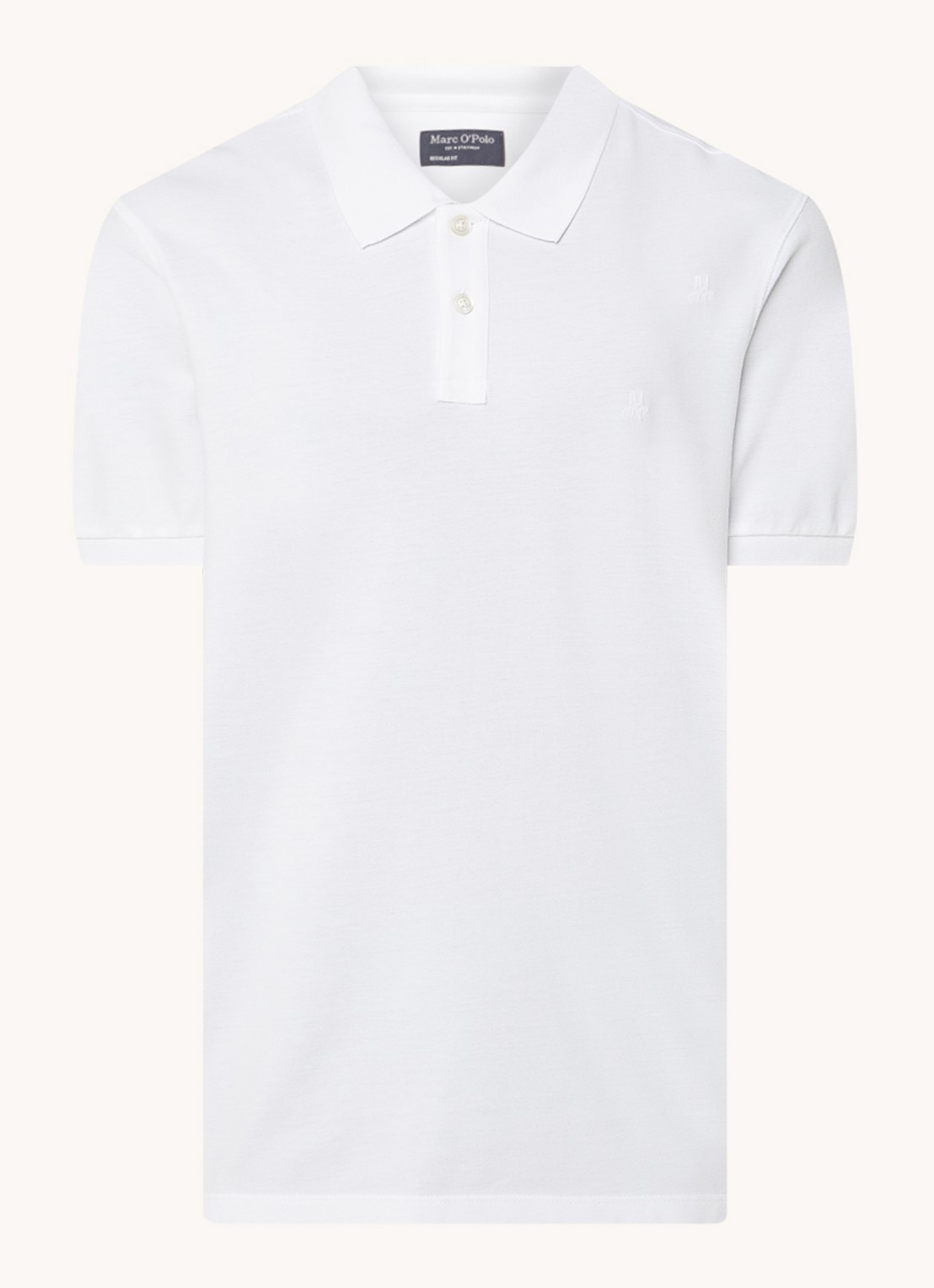 Marc O'Polo Regular fit polo met logoborduring - voorkant 3 wit