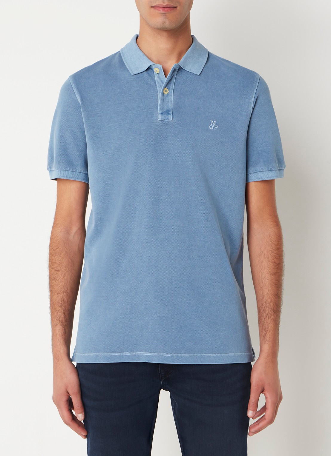 Marc O'Polo Regular fit polo met logoborduring - detail 4 blauwgrijs