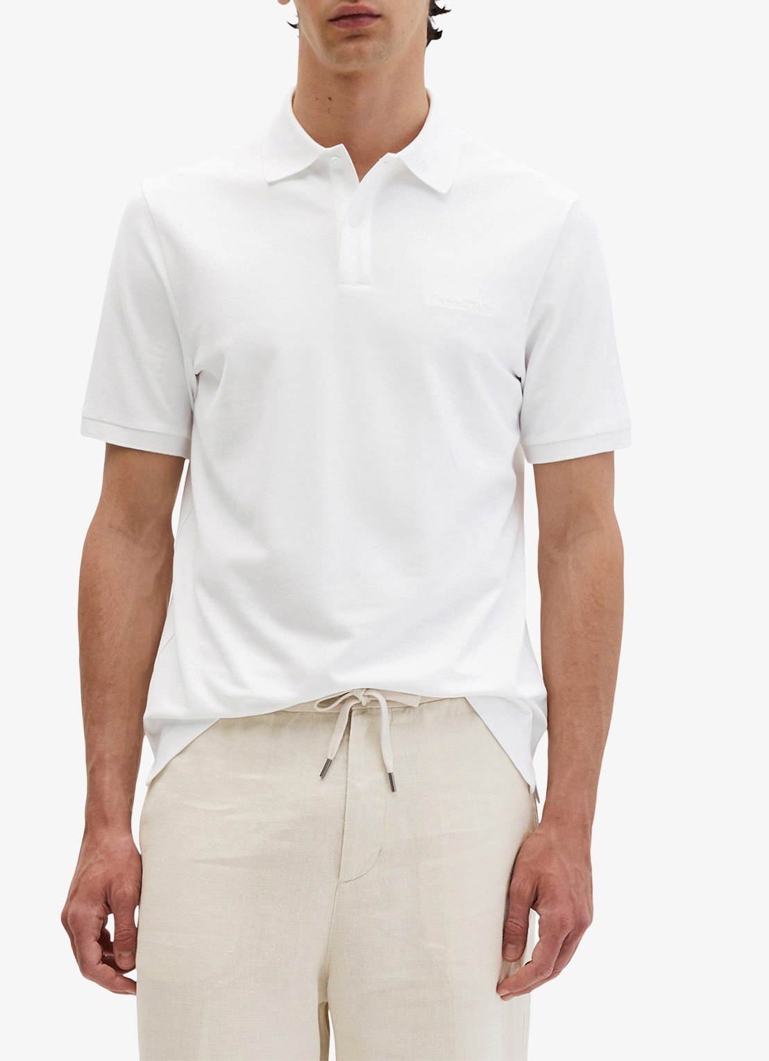 Marc O'Polo Regular fit polo met logoborduring - detail white-0163 / wit