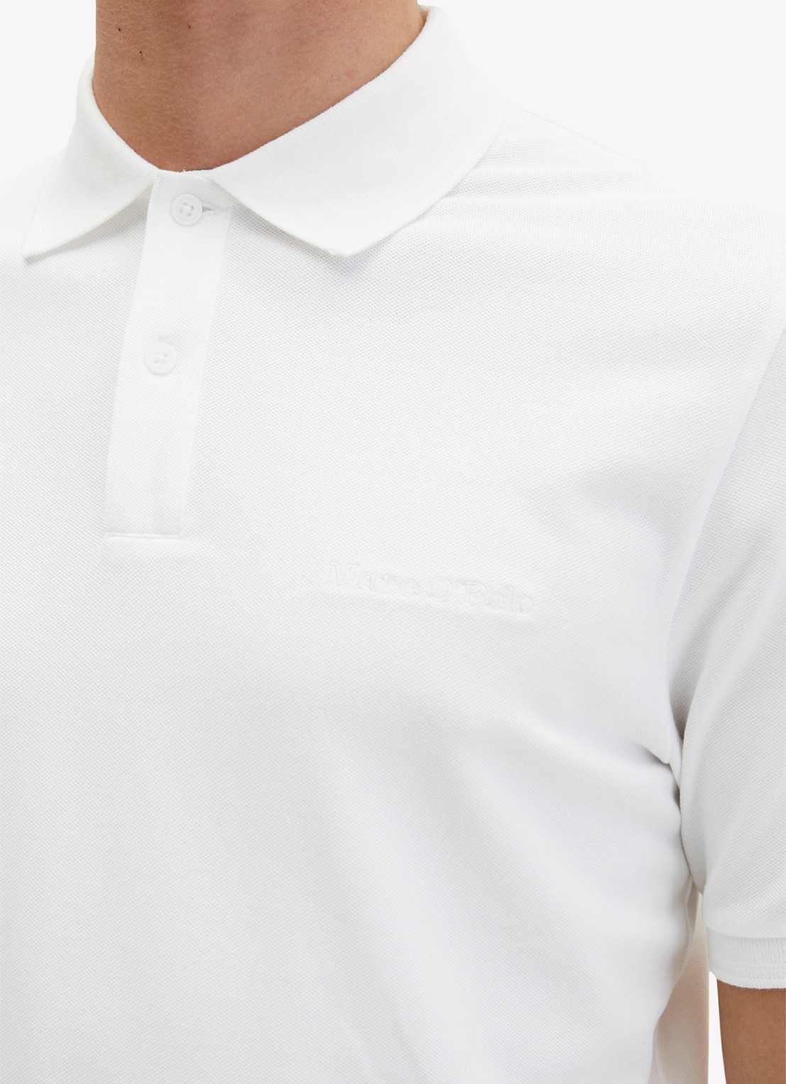 Marc O'Polo Regular fit polo met logoborduring - detail 2 white-0163 / wit