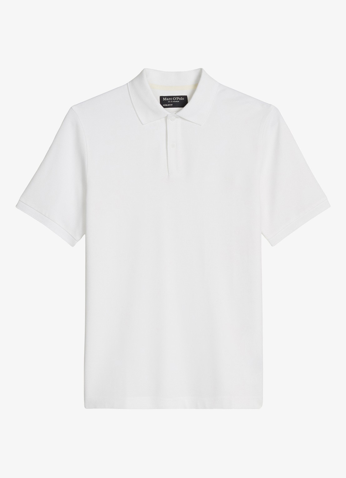 Marc O'Polo Regular fit polo met logoborduring - voorkant 3 white-0163 / wit