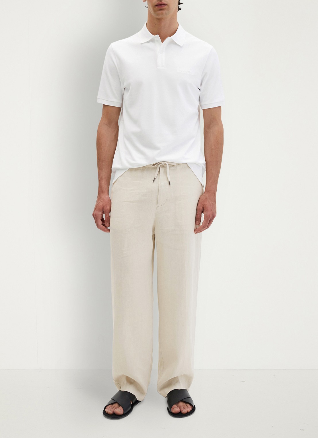 Marc O'Polo Regular fit polo met logoborduring - voorkant 4 white-0163 / wit