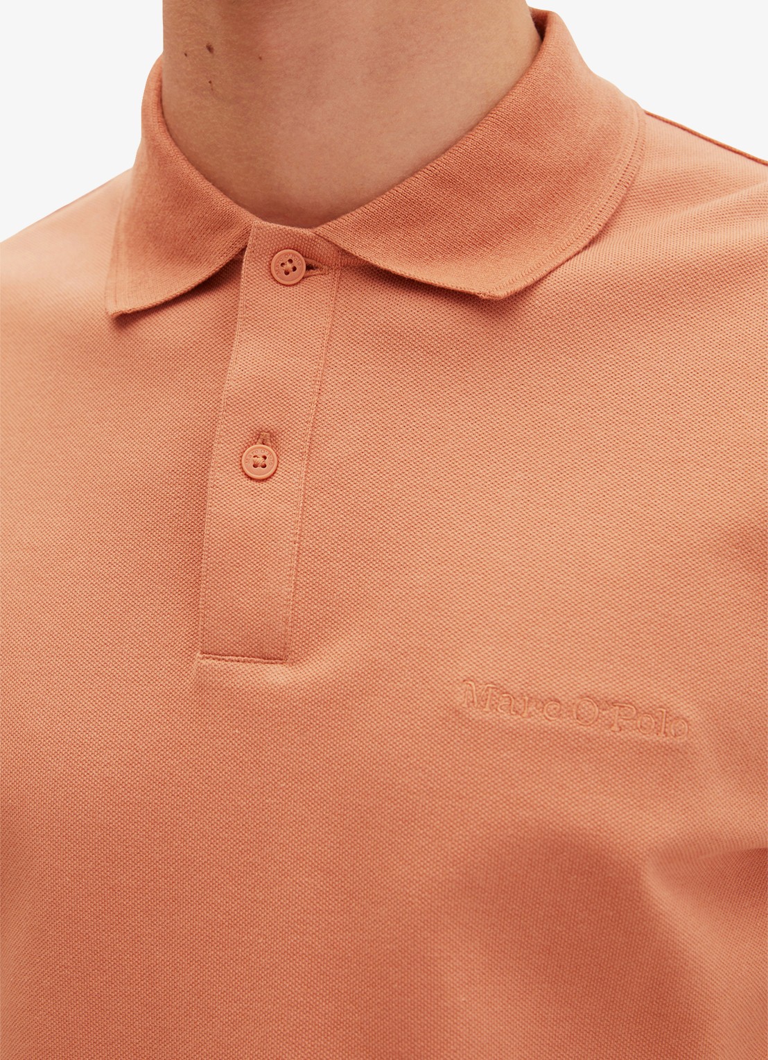 Marc O'Polo Regular fit polo met logoborduring - detail 6 faded coral-1738 / bruin