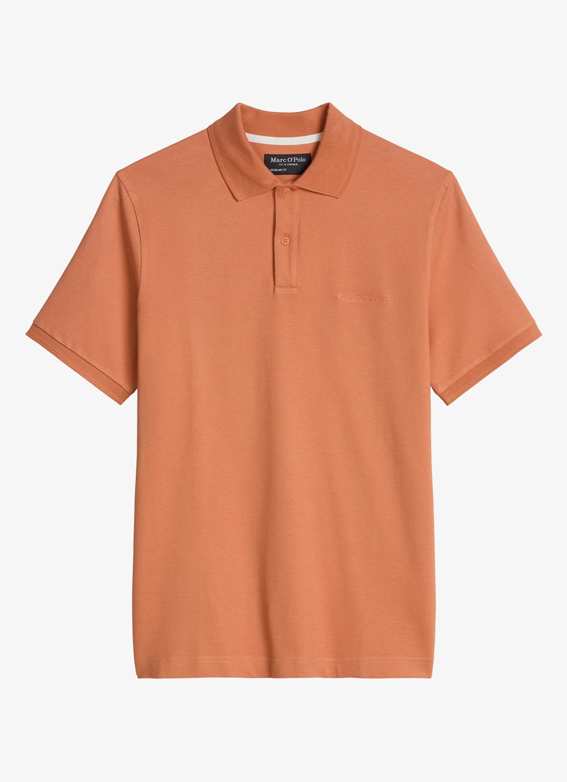 Marc O'Polo Regular fit polo met logoborduring - voorkant 3 faded coral-1738 / bruin