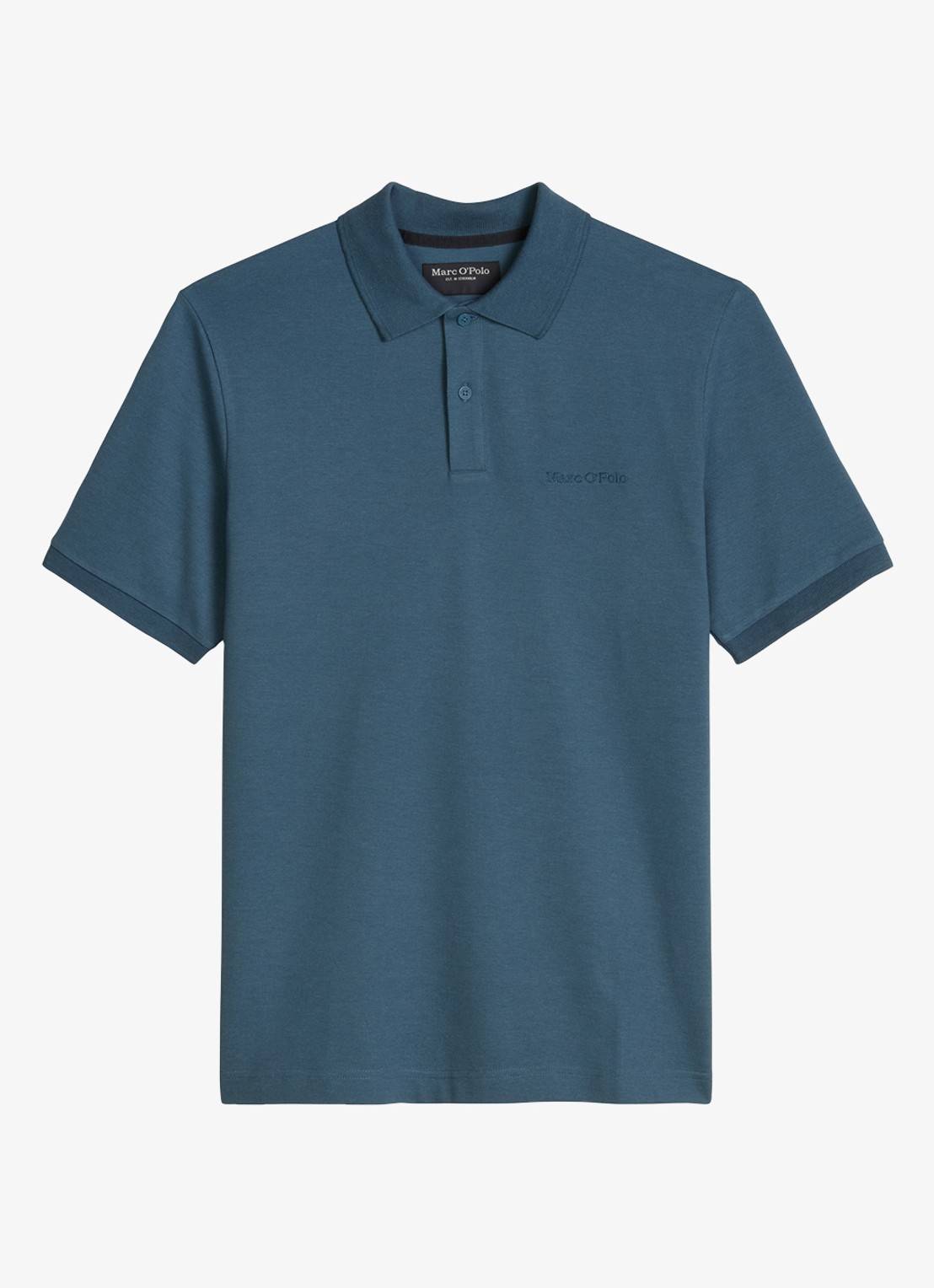 Marc O'Polo Regular fit polo met logoborduring - voorkant 3 stormy blue-4295 / blauw