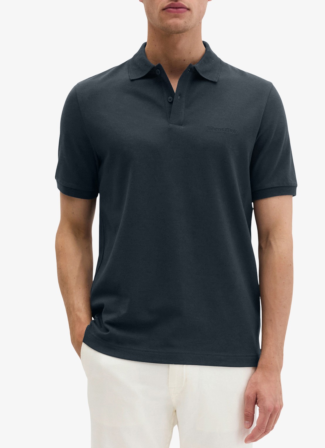 Marc O'Polo Regular fit polo met logoborduring - detail 2 dark navy-4131 / blauw