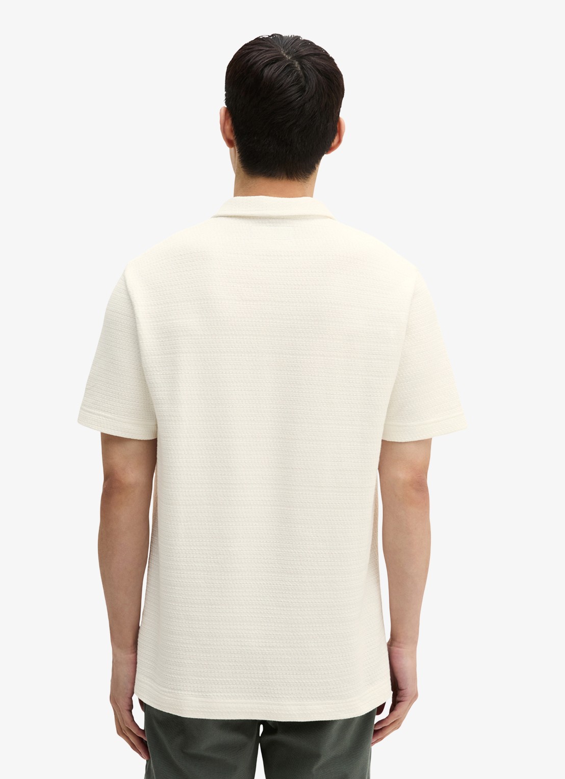Marc O'Polo Regular fit polo met structuur - achterkant 6 silky white-1183 / wit