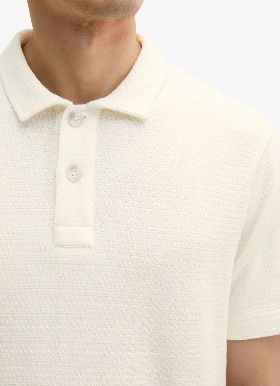 Marc O'Polo Regular fit polo met structuur - detail 2 silky white-1183 / wit