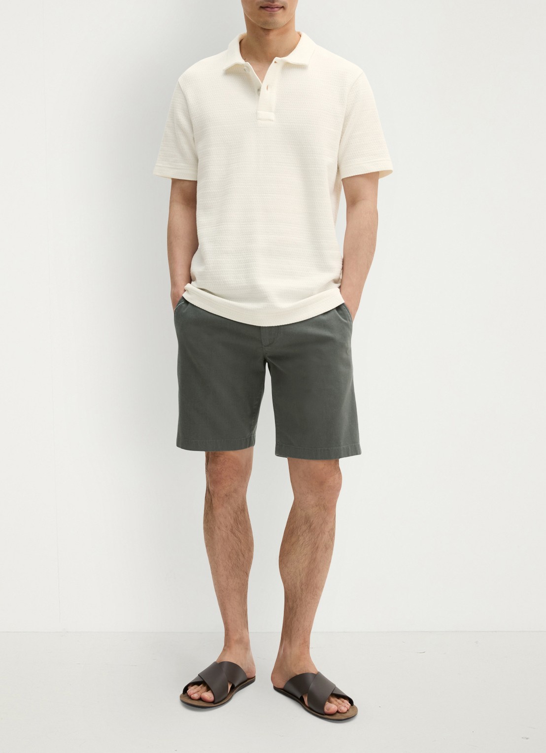 Marc O'Polo Regular fit polo met structuur - voorkant 4 silky white-1183 / wit