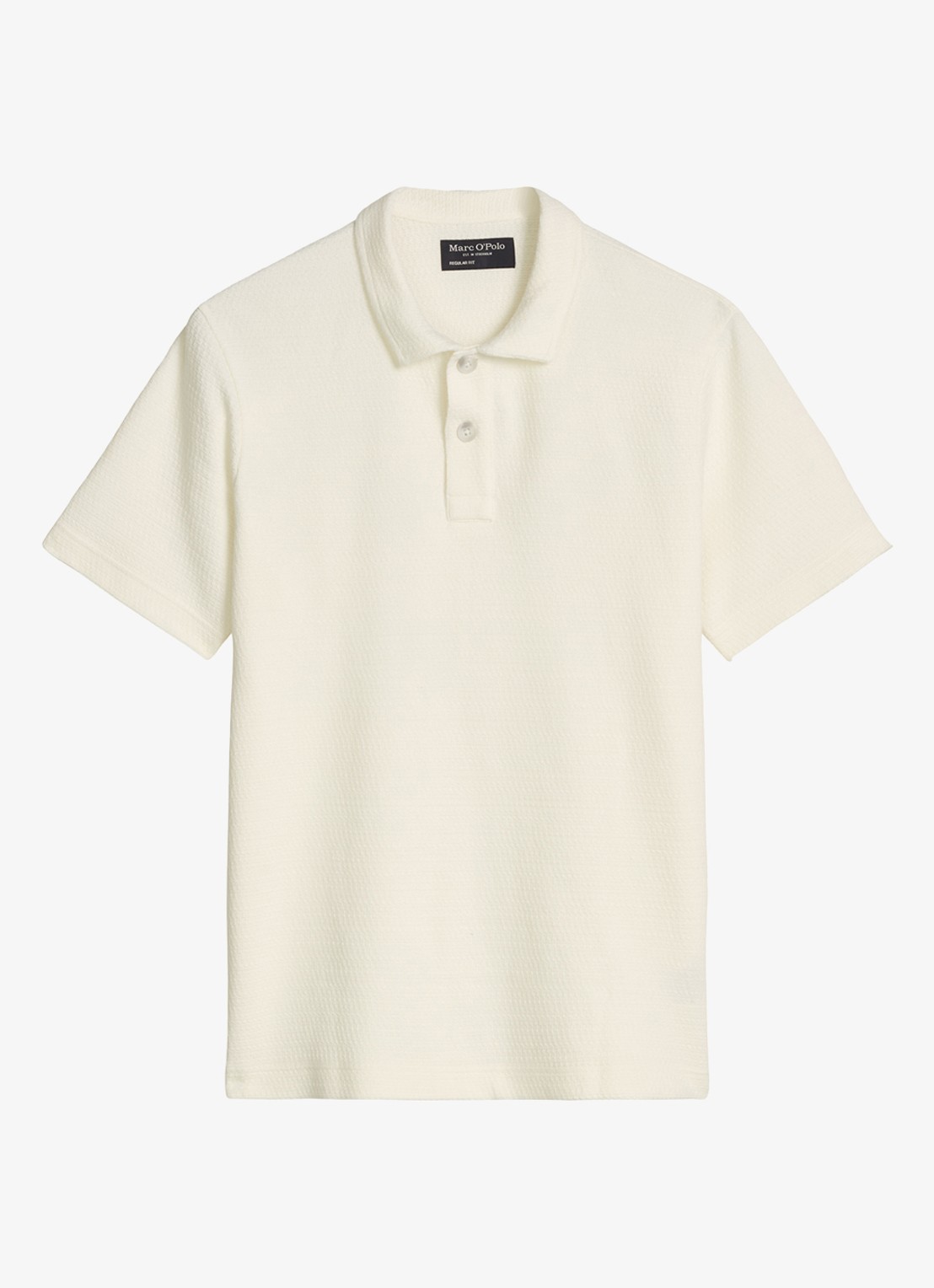Marc O'Polo Regular fit polo met structuur - voorkant 5 silky white-1183 / wit