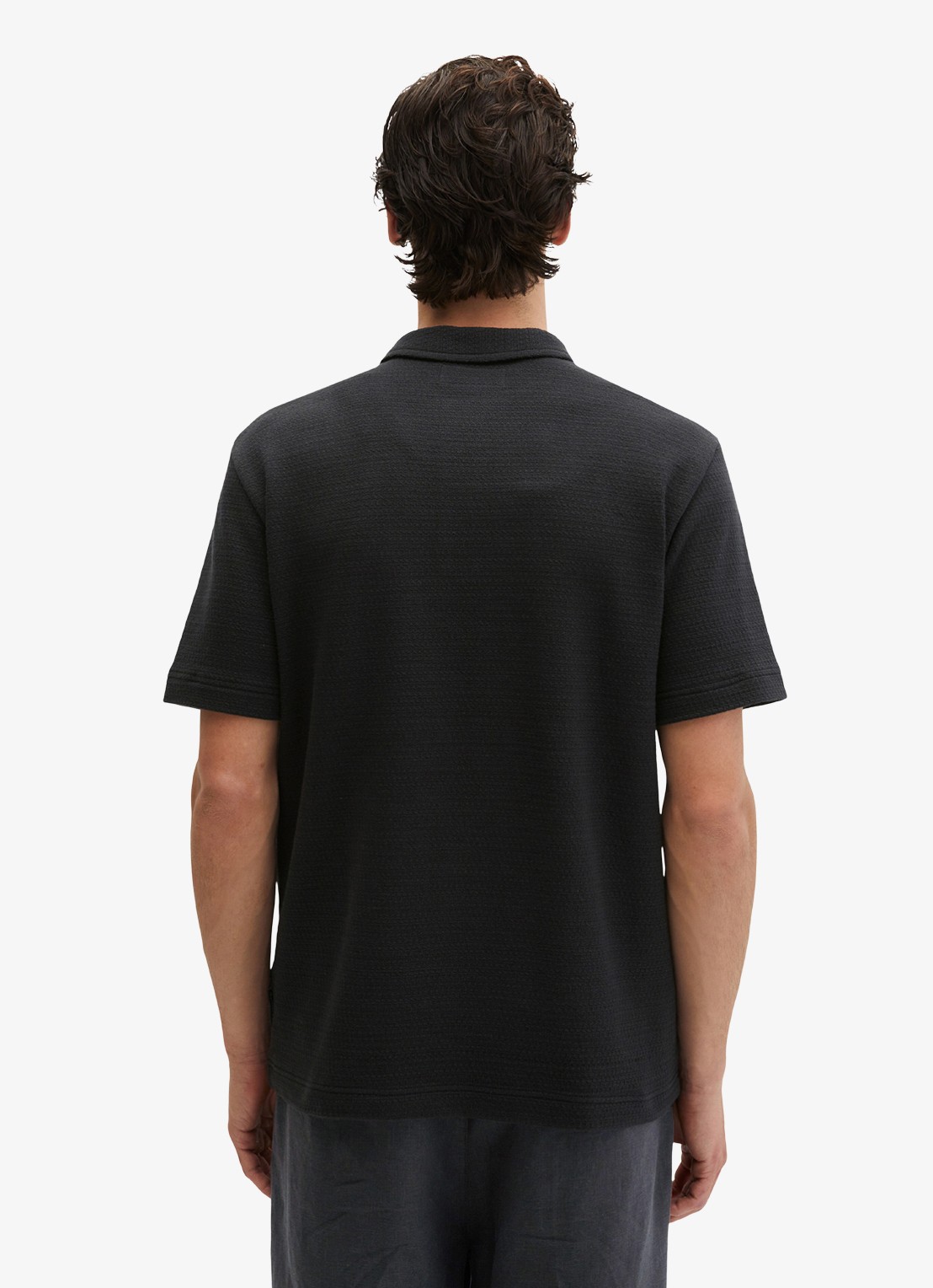 Marc O'Polo Regular fit polo met structuur - achterkant 6 black-0001 / zwart
