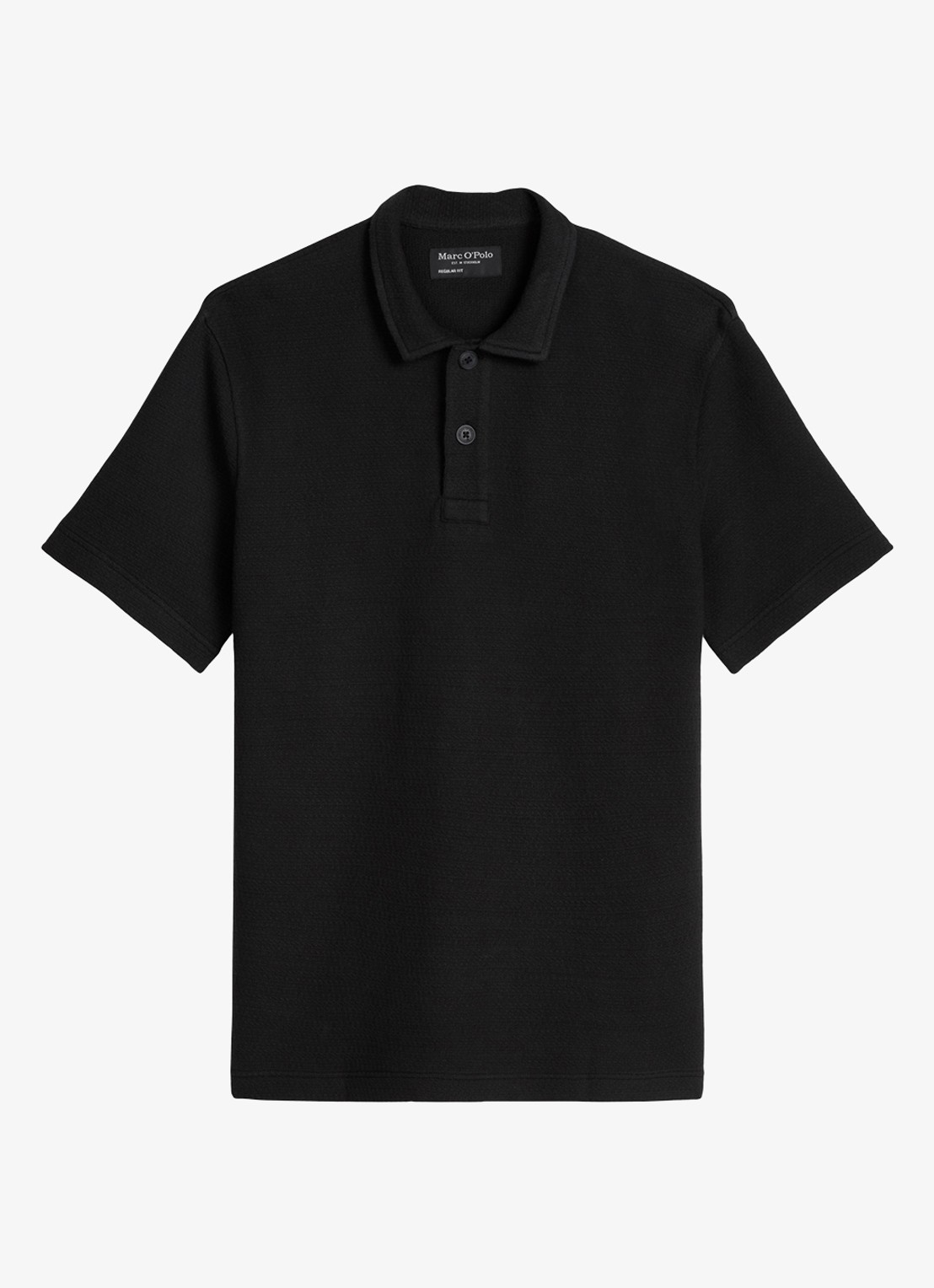 Marc O'Polo Regular fit polo met structuur - voorkant black-0001 / zwart