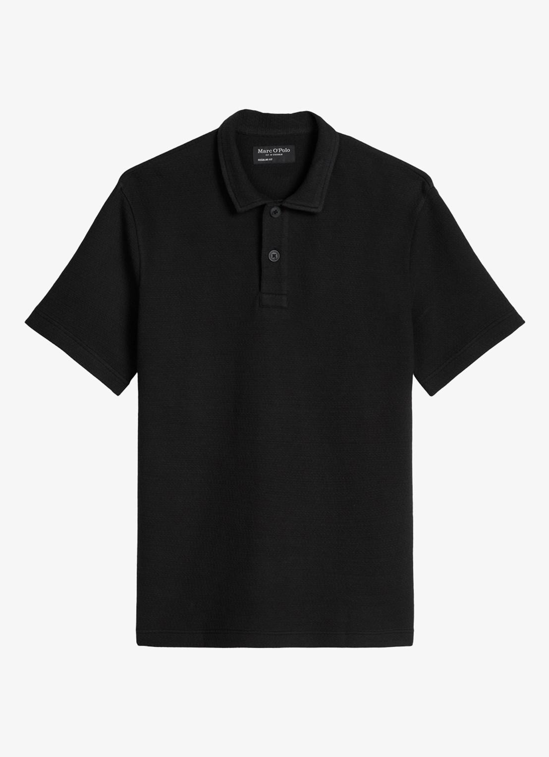 Marc O'Polo Regular fit polo met structuur - voorkant 3 black-0001 / zwart